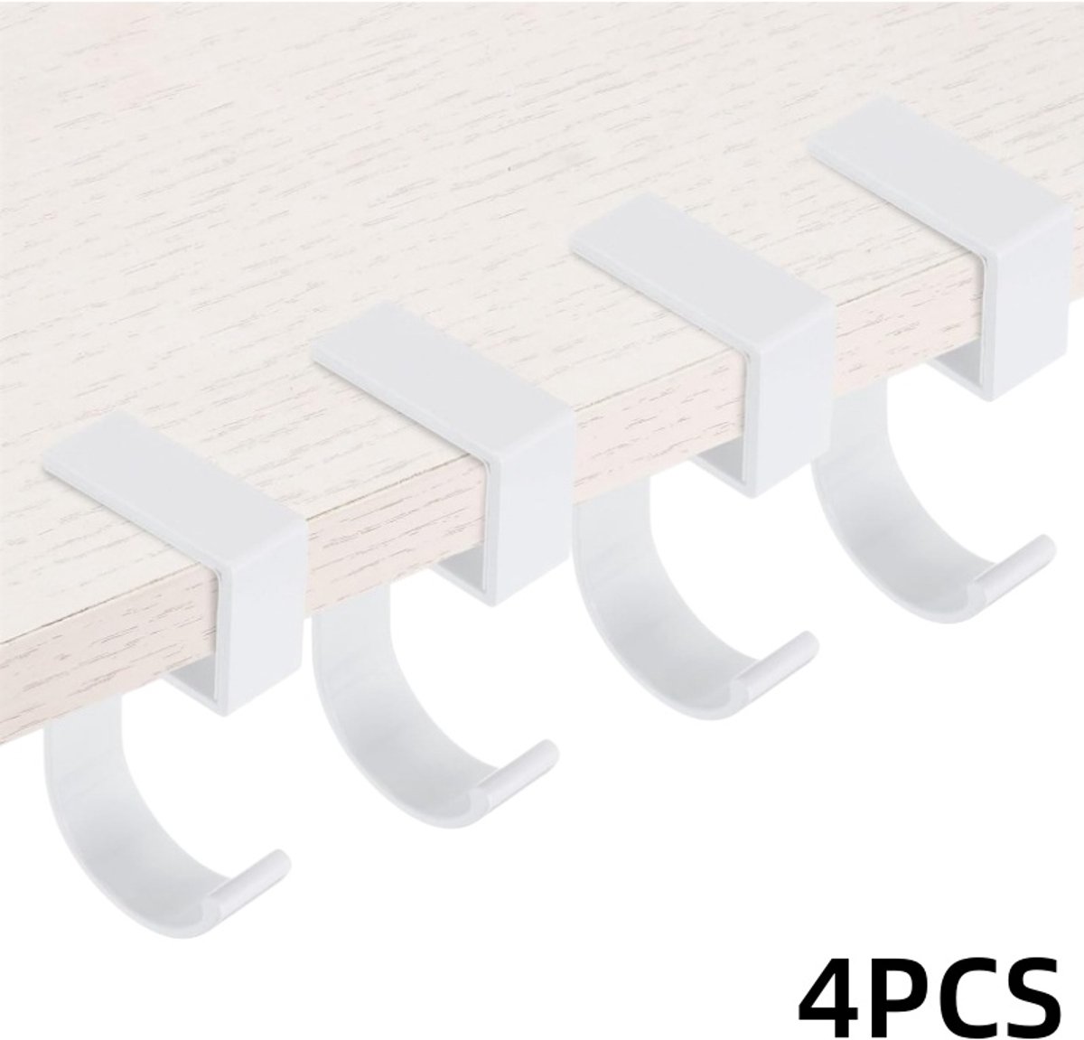 4 pieces - Hooks - Desk hooks - Backpack hooks - Storage accessories - No drilling required - Suitable for desks, bedrooms, study rooms, and living rooms - White - 4.8*2*10 cm - Image 1