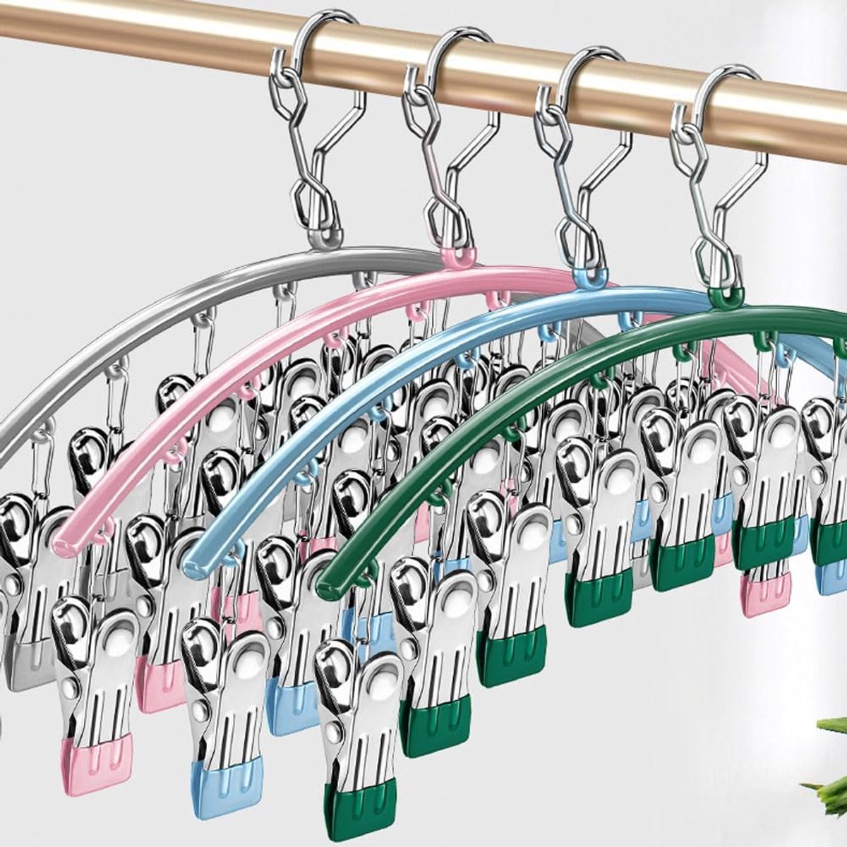 2 pieces - Clothes rack - sock clips - clothes hangers - storage accessories - suitable for drying socks and underwear - pink - 41*24.5 cm - Image 4