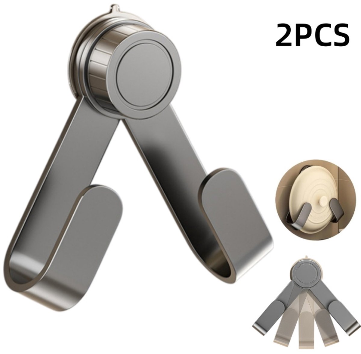 2 pieces - Hooks - Suction hooks - Pot lid racks - Storage racks - Rotatable - Storage accessories - Suitable for kitchens, bedrooms and bathrooms - Black - 3*5*19.5 cm - Image 1