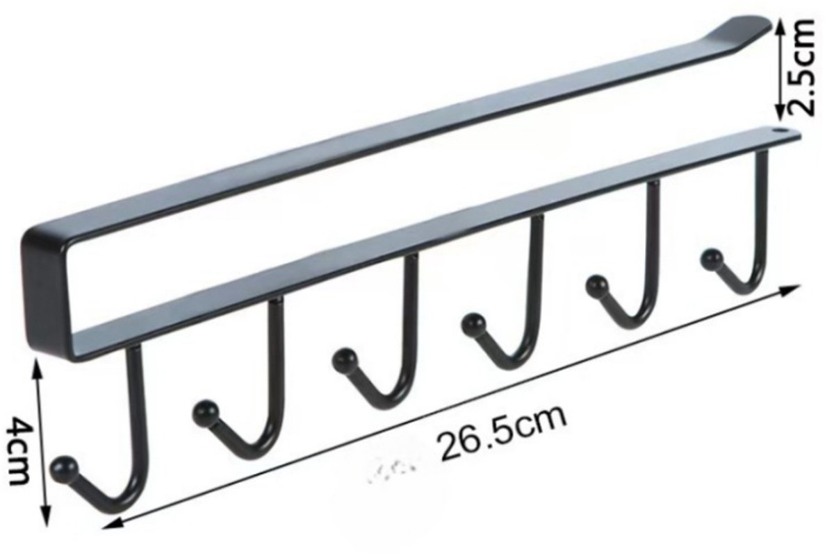 Storage rack - hooks - multifunctional hooks - nail-free hooks - storage accessories - suitable for cabinets, wardrobes and kitchen storage - black - 26.5*7.5 cm - shelf thickness less than 2.7 cm - Image 5
