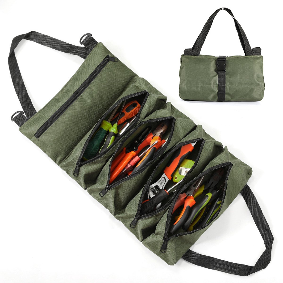 Tool bag - storage bag - tool bag - tools not included - foldable - portable - storage accessories - suitable for electricians and repairmen - tool bag - green - 47*28 cm - Image 1