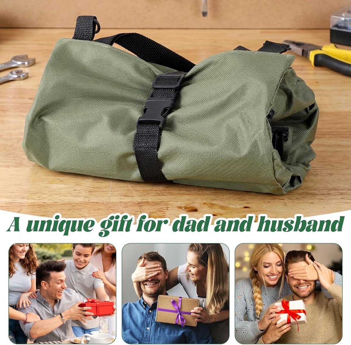 Tool bag - storage bag - tool bag - tools not included - foldable - portable - storage accessories - suitable for electricians and repairmen - tool bag - green - 47*28 cm - Image 6