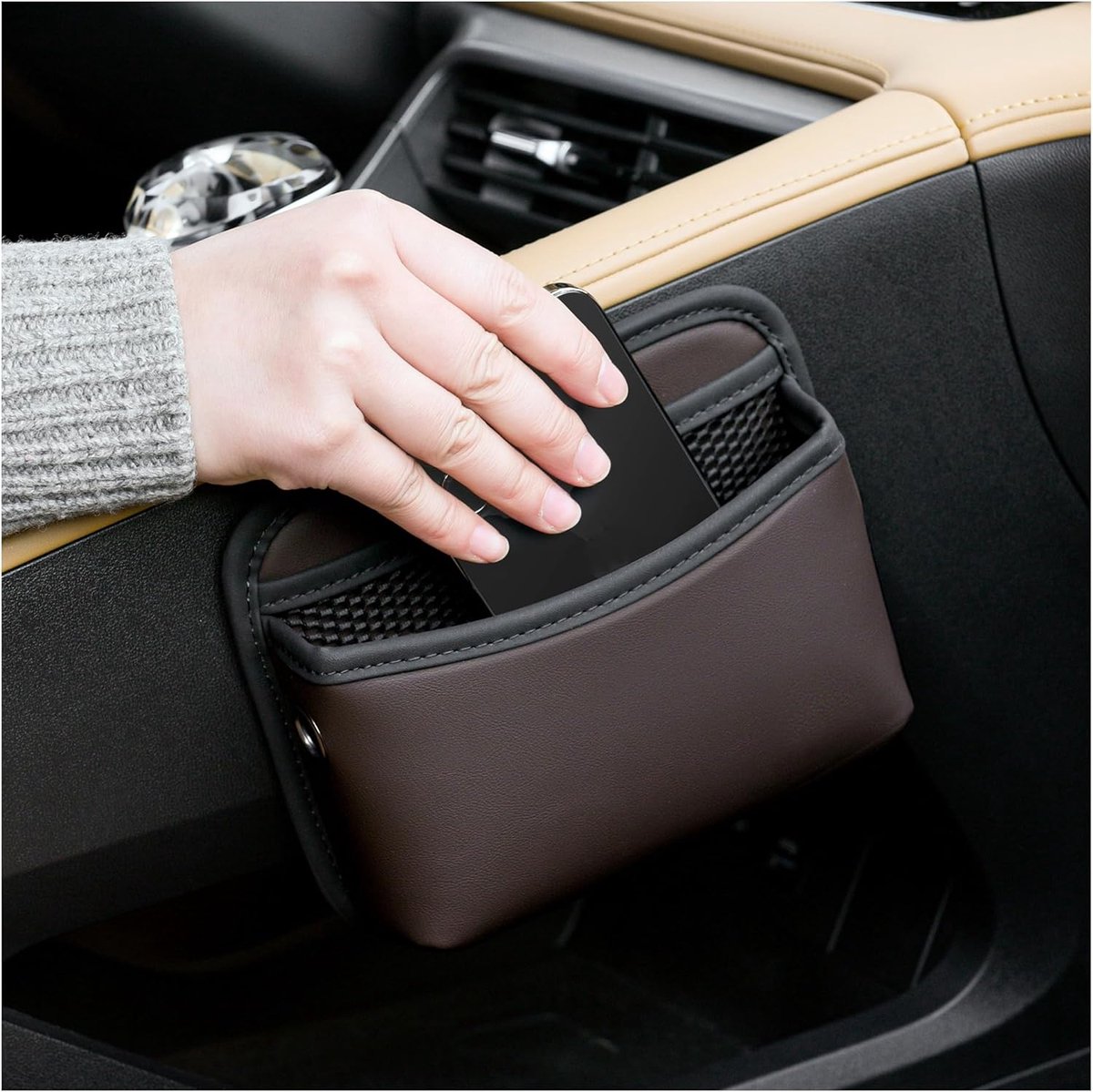 Car storage bag - 18*15*5.5 cm - Car storage bag - Storage - Universal car storage bag - Self-adhesive storage bag - Car essentials - Universal storage accessories for the car seat holder - Image 1