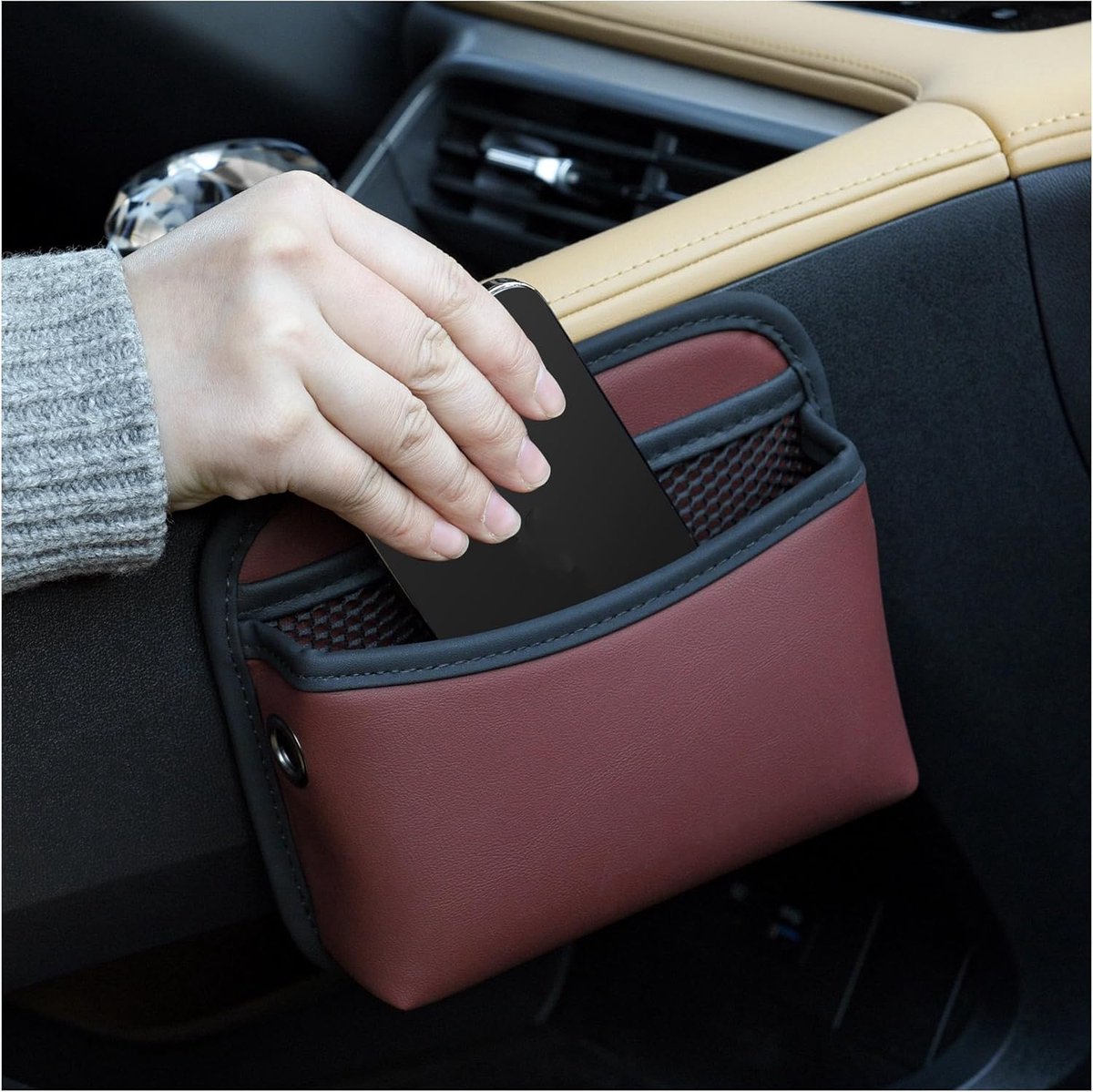 Car storage bag - 18*15*5.5 cm - Car storage bag - Storage - Universal car storage bag - Self-adhesive storage bag - Car essentials - Universal storage accessories for the car seat holder - Image 1