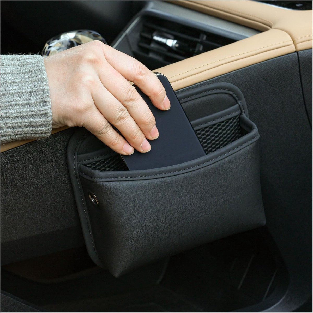 Car storage bag - 18*15*5.5 cm - Car storage bag - Storage - Universal car storage bag - Self-adhesive storage bag - Car essentials - Universal storage accessories for the car seat holder - Image 1