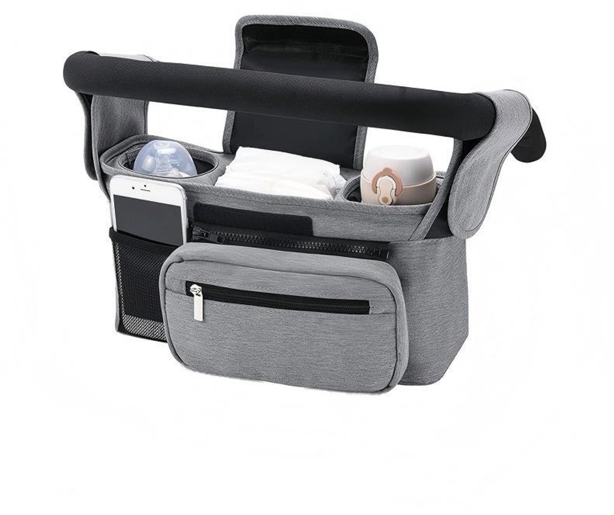 Universal storage bag for stroller - with drink holder - cup holder - stroller storage accessories - large capacity stroller bag - Image 1