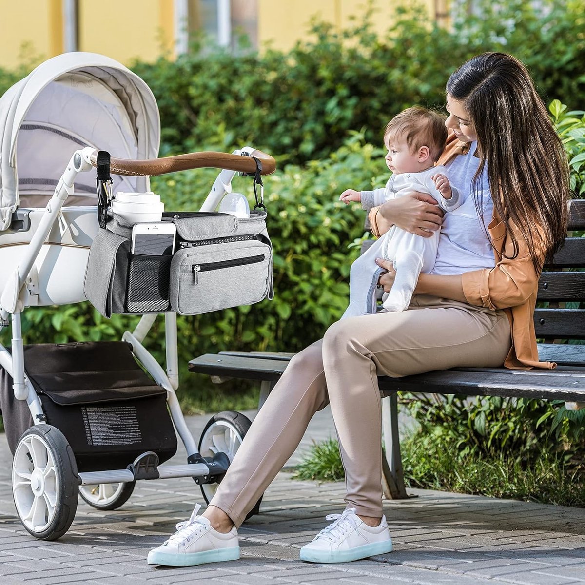 Universal storage bag for stroller - with drink holder - cup holder - stroller storage accessories - large capacity stroller bag - Image 6