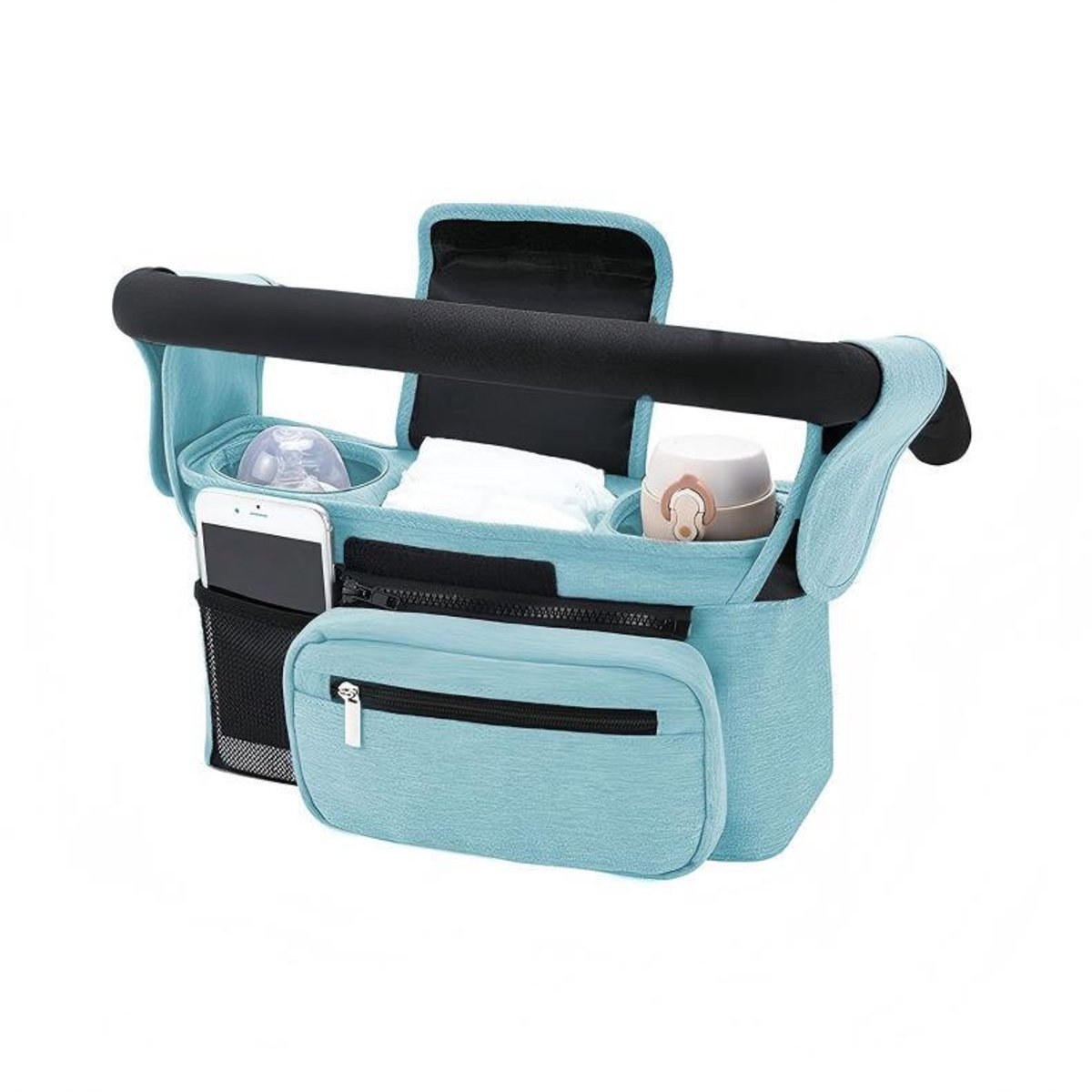 Universal storage bag for stroller - with drink holder - cup holder - stroller storage accessories - large capacity stroller bag - Image 1