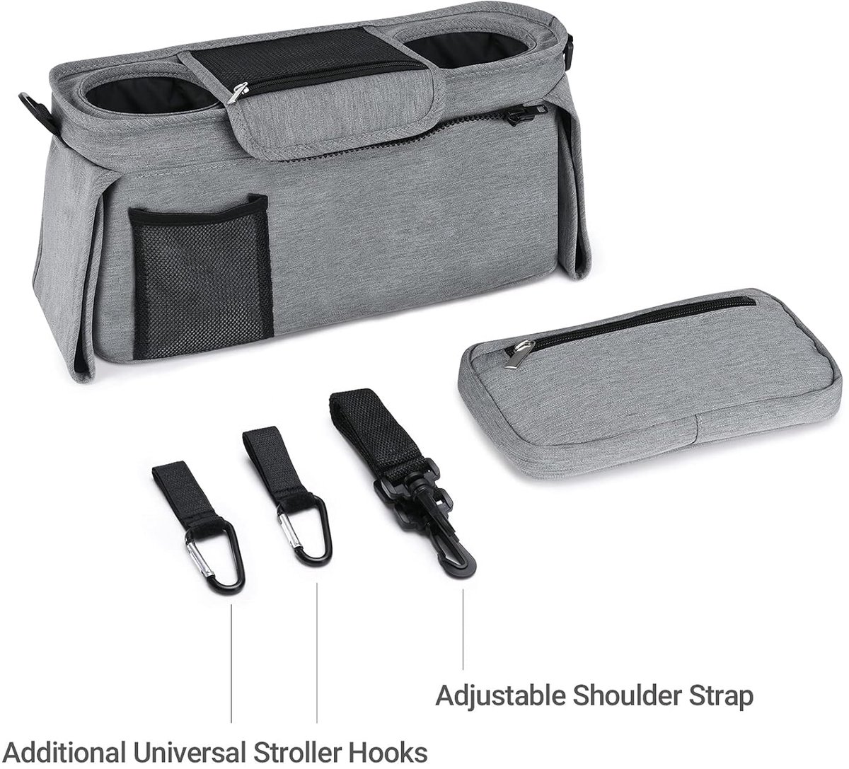 Universal storage bag for stroller - with drink holder - cup holder - stroller storage accessories - large capacity stroller bag - Image 4