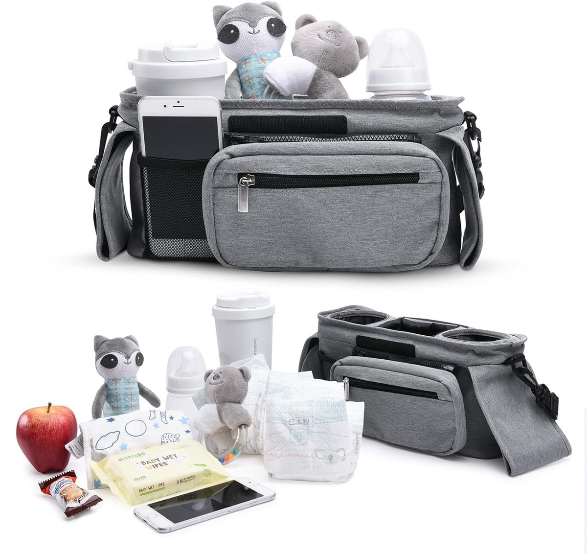 Universal storage bag for stroller - with drink holder - cup holder - stroller storage accessories - large capacity stroller bag - Image 7