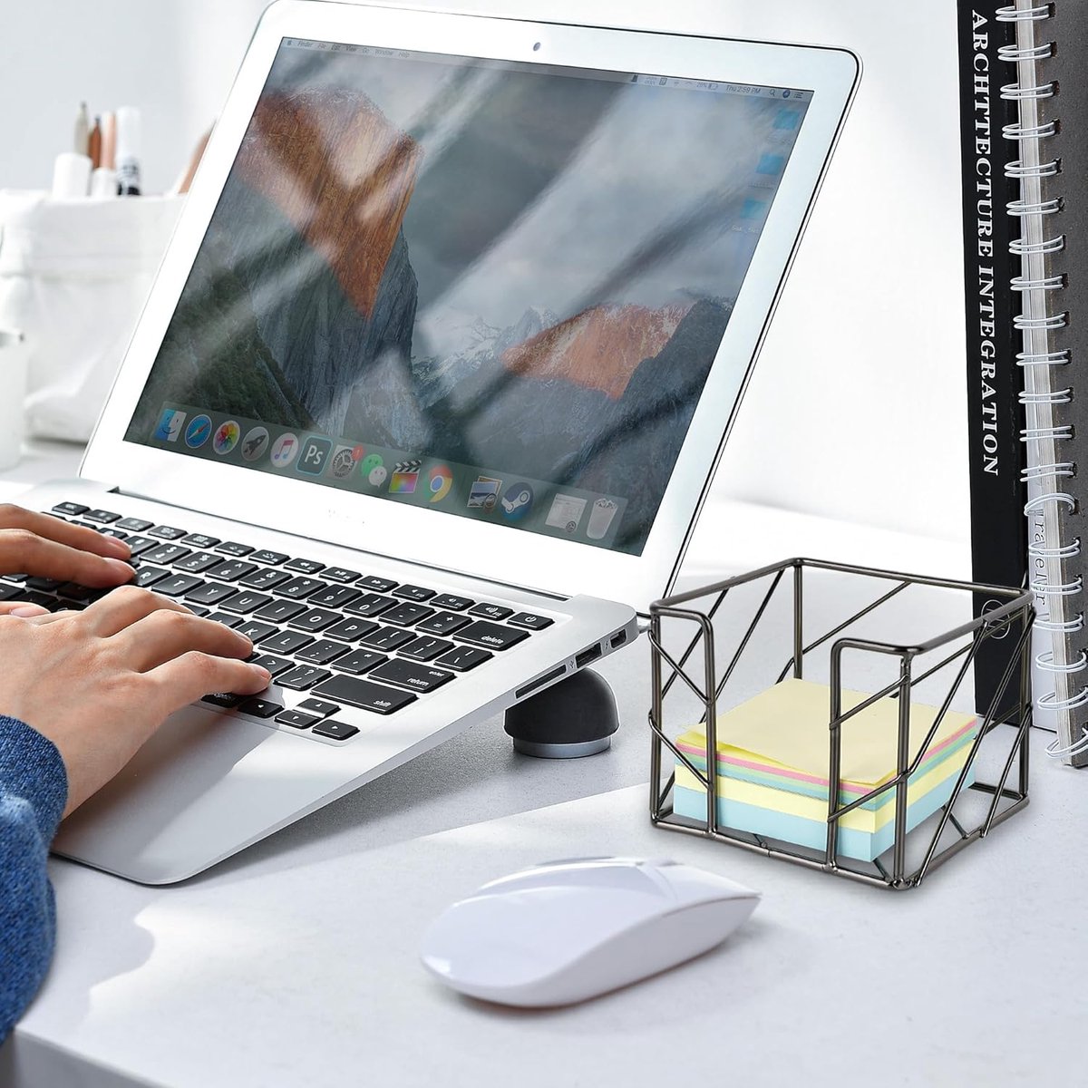 Sticky Note Organizer - Storage Rack - Metal Storage Rack - Creative Openwork Note Box - Desk Storage Accessories - Post-it Holder - Black - Image 3