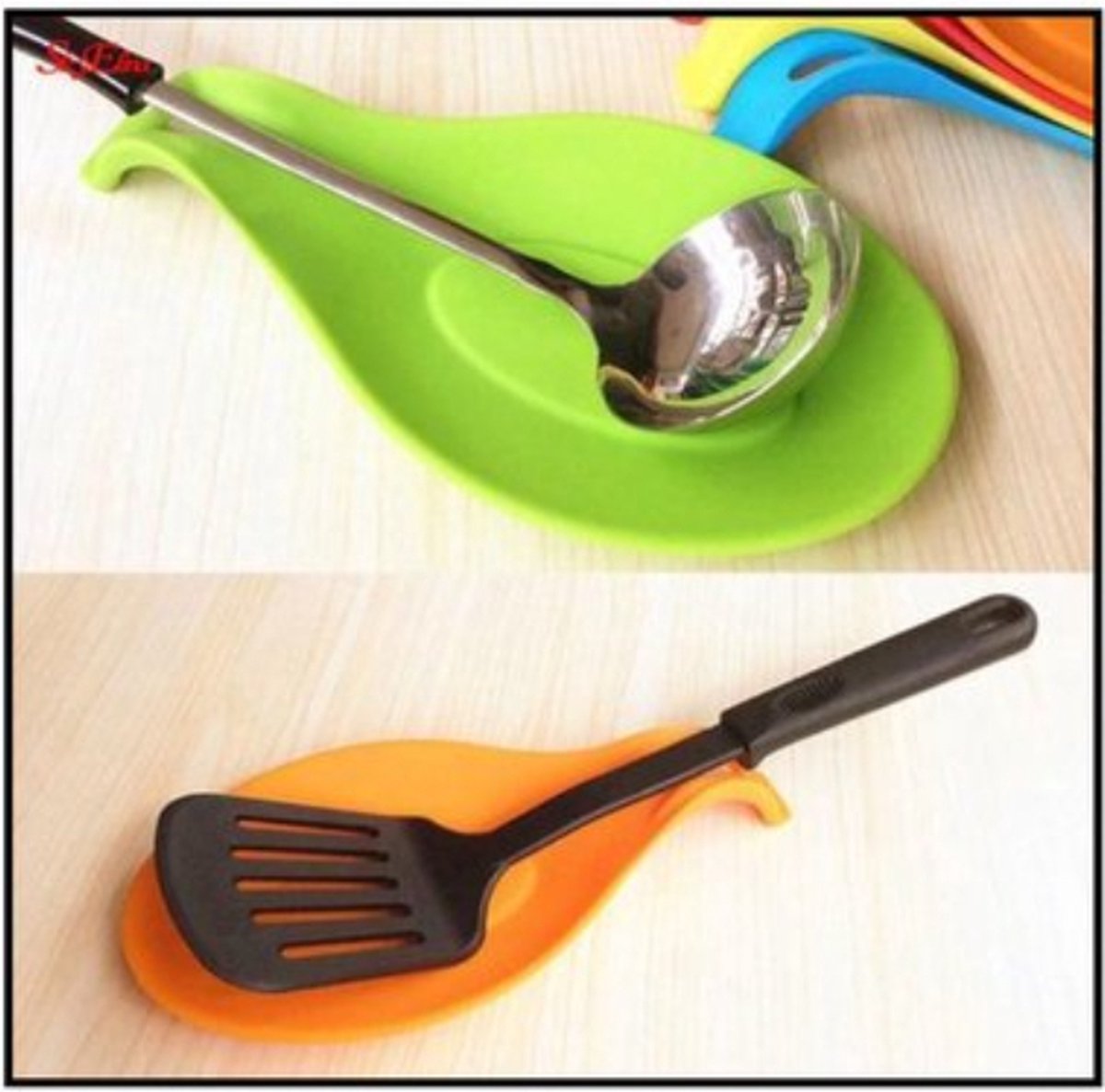 Spoon Mat | Kitchen Utensil Holder | Kitchen Tool | Kitchen Accessories | Heat Resistant | Silicone | Keep Your Countertop Clean | 20x10 CM | BLUE - Image 2