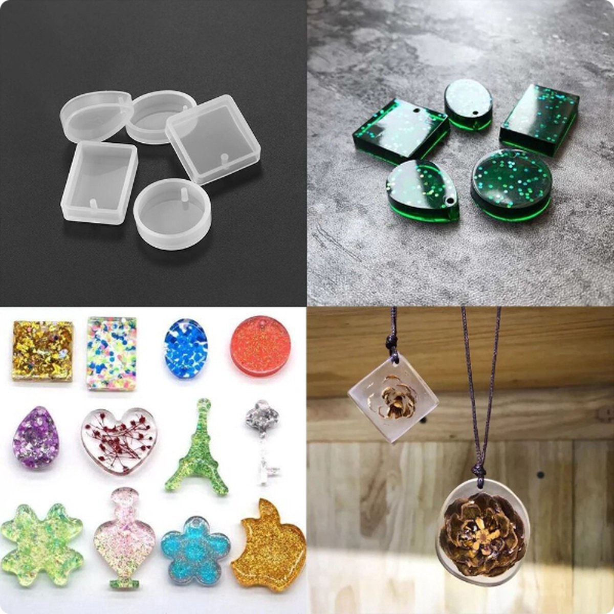 Epoxy molds for pendants - Silicone jewelry mold - Set of 5 - Image 1