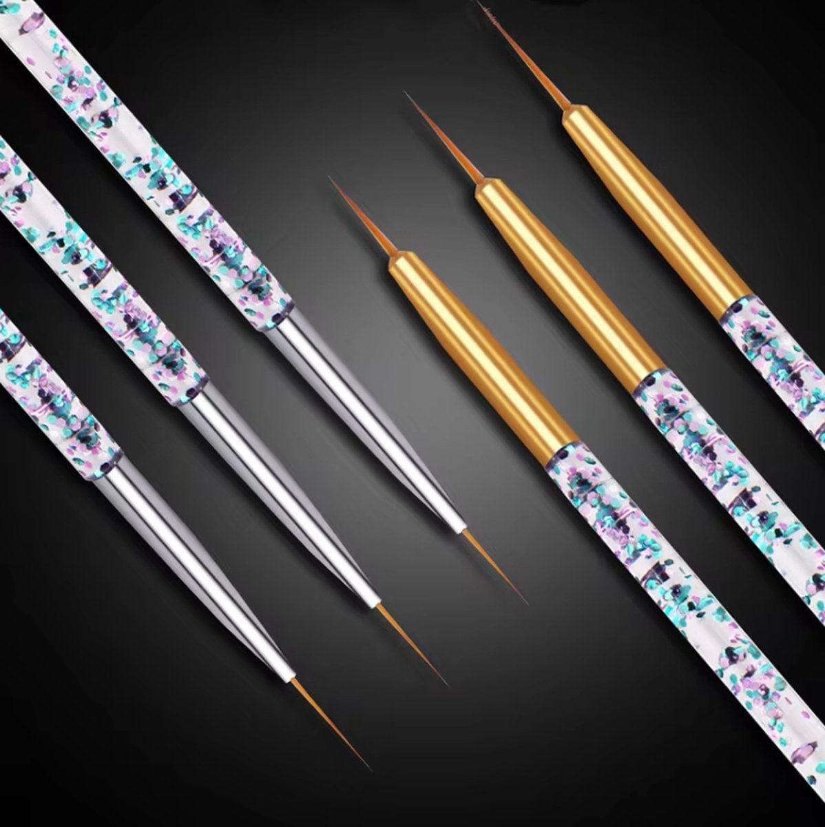 Nail Art Pens Set of 3 | Nail Brushes | GOLD - Image 4
