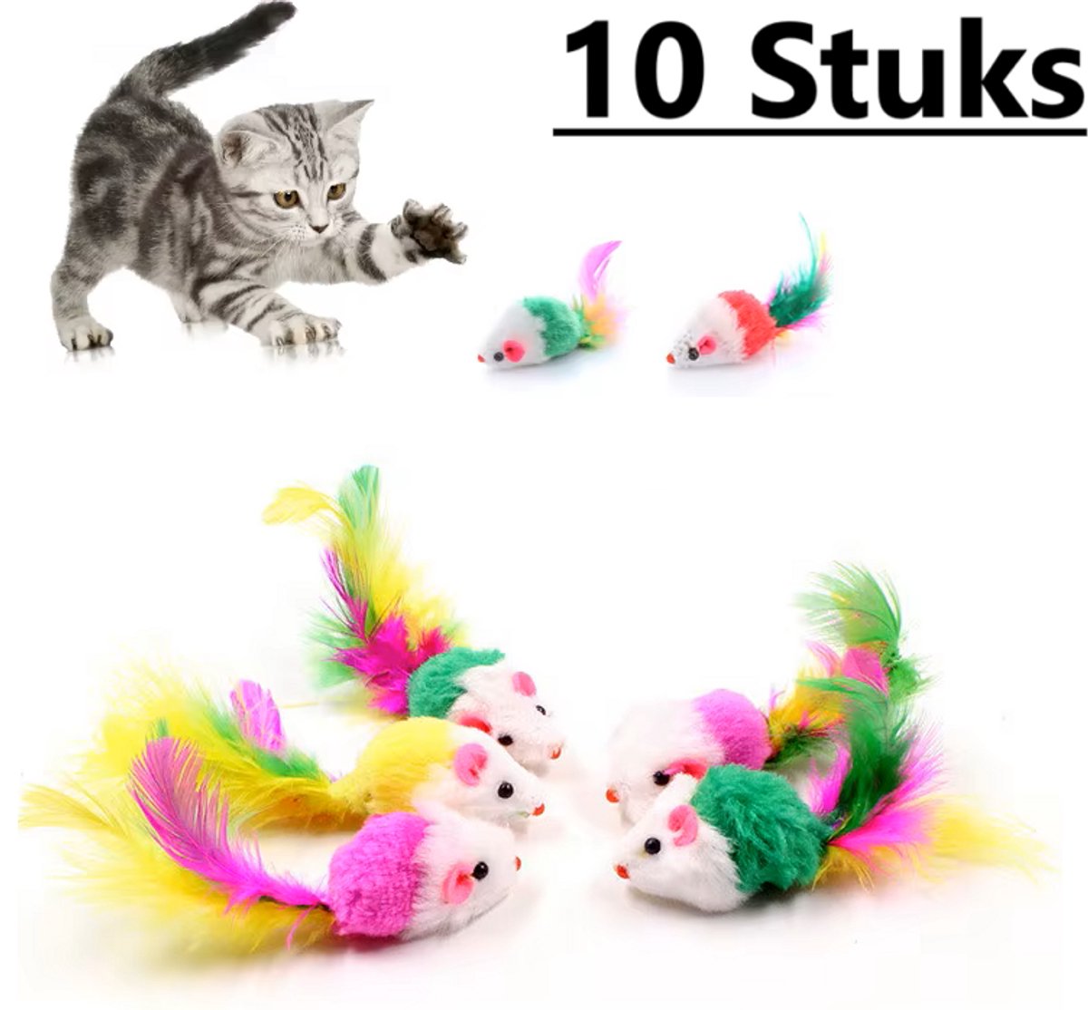 10x Plush Toy Mouse | Cat Toys | Toy Mice | Play Mouse - Image 1