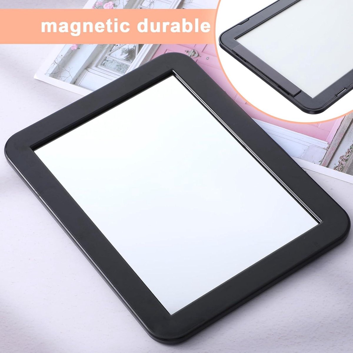 Magnetic Closing Mirrors 17.8 × 13.5 cm - Set of 2 - Makeup Mirror for School, Gym, and Office - Storage Accessories - Image 5
