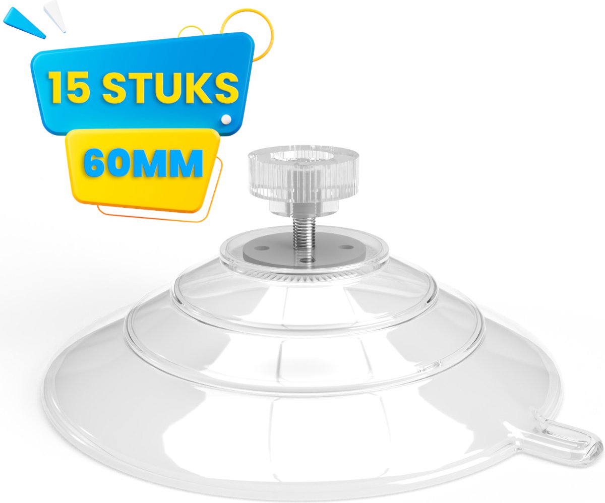 Brute Strength - 15 x Threaded Suction Cup - 40MM M4x10 - Suction cup with hook alternative to window film - sun protection suction cups - suction cup hooks - nut – bolt - glass - hanging hooks - Image 1