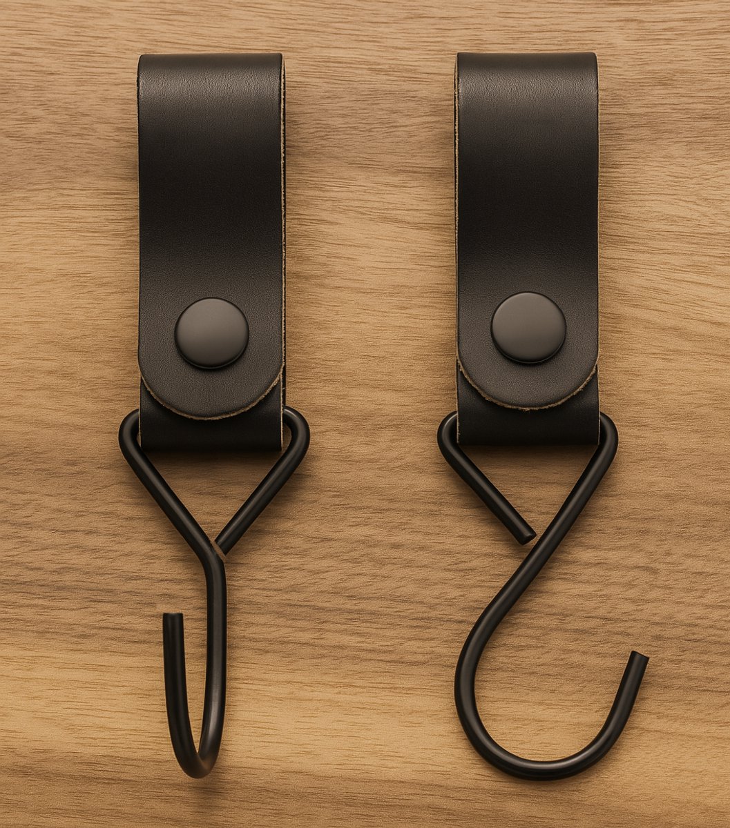 Brute Strength - Multifunctional Hook with Leather Loop - Cognac - 4 pieces - Coat Hook - Camping Hook - Leather - Hanging Hooks - Towel Hooks - Image 8