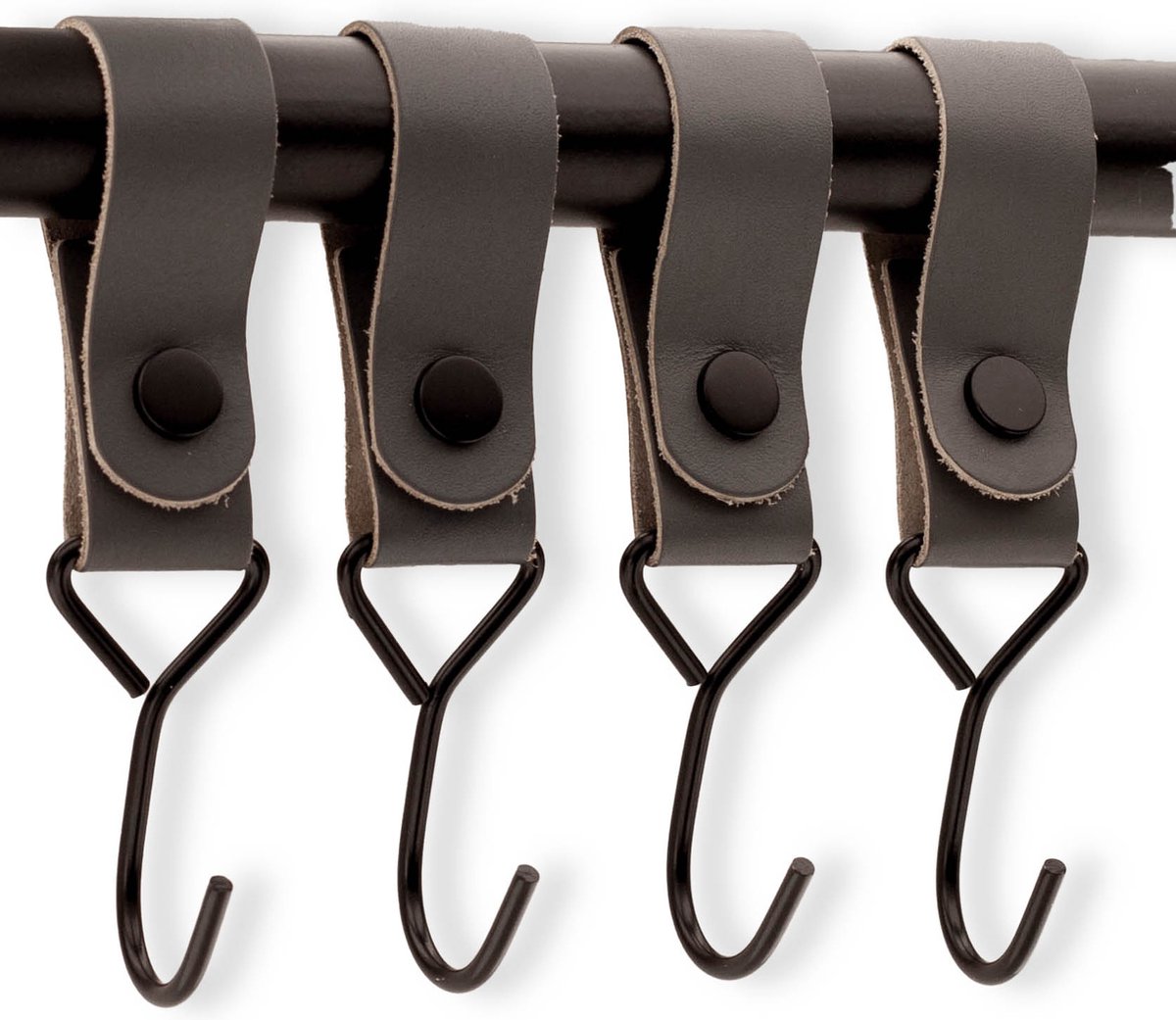 Brute Strength - Multifunctional Hook with Leather Loop - Cognac - 4 pieces - Coat Hook - Camping Hook - Leather - Hanging Hooks - Towel Hooks - Image 1