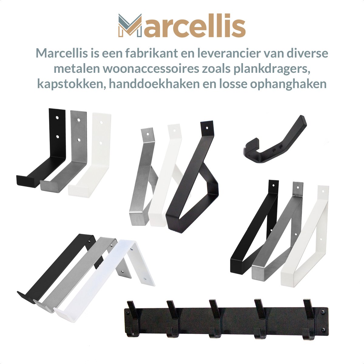 Marcellis - 1x Industrial towel hook - towel holder - hanging hook - 4 hooks - stainless steel - Image 8