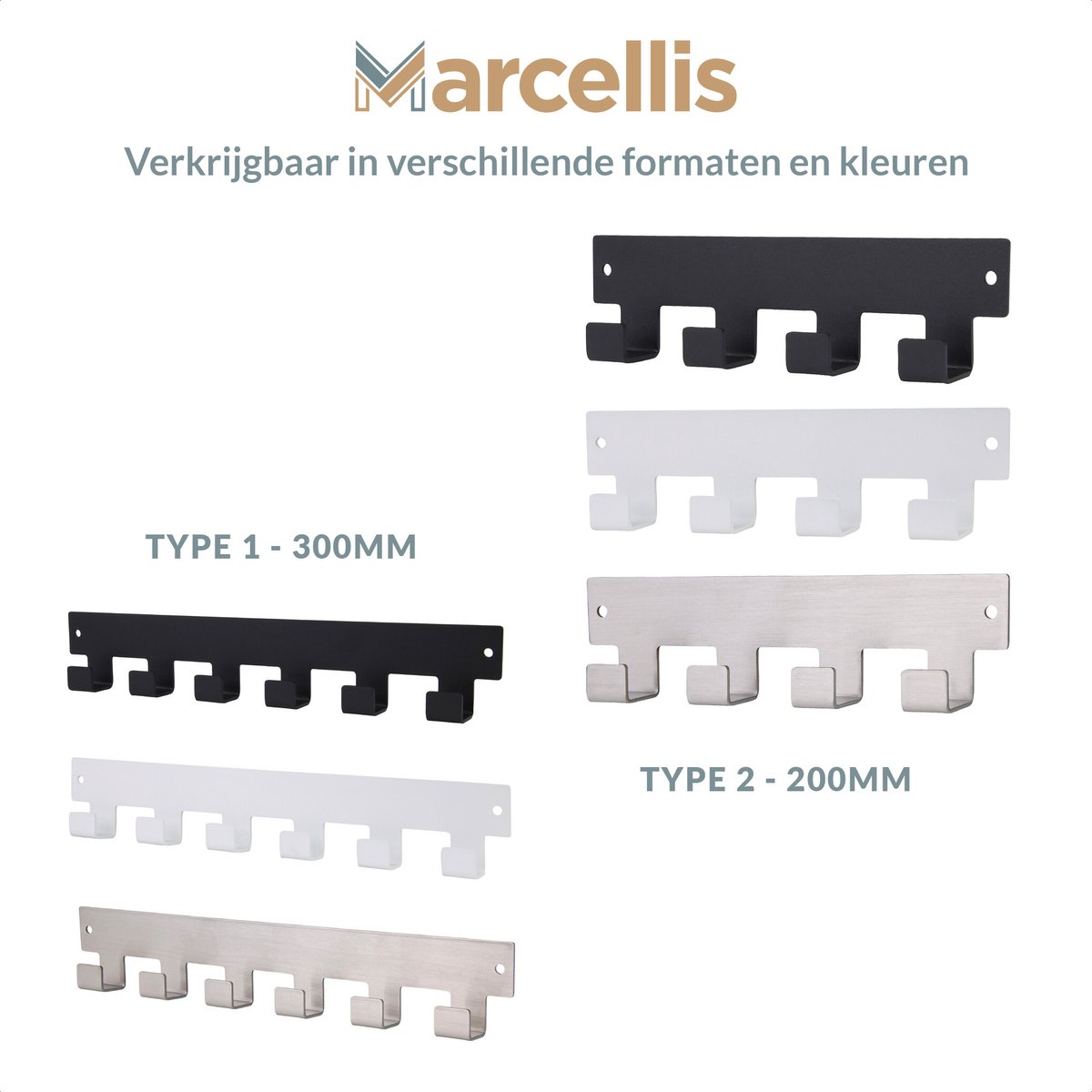Marcellis - 1x Industrial towel hook - towel holder - hanging hook - 4 hooks - stainless steel - Image 4