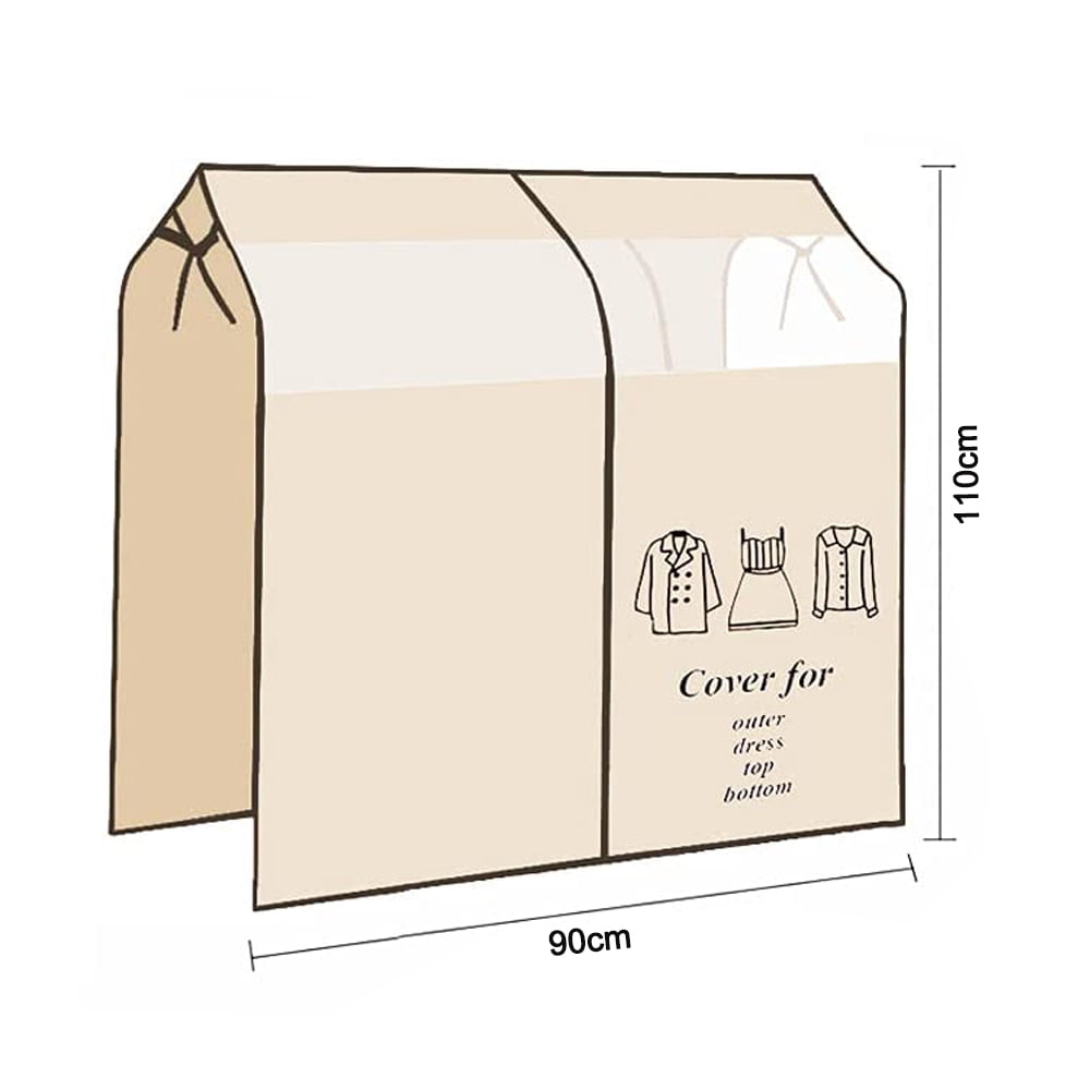 Dustproof Clothes Rack Cover Expandable Hanging Closet Cover Shoulder Dust Cover Clothes Protector for Coats Suits Dresses Beige - Image 5