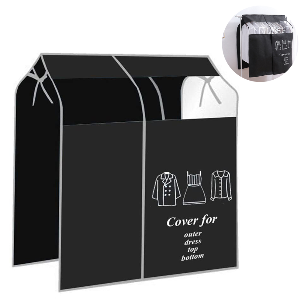 Dustproof Clothes Rack Cover Expandable Hanging Closet Cover Shoulder Dust Cover Clothes Protector for Coats Suits Dresses Black - Image 2