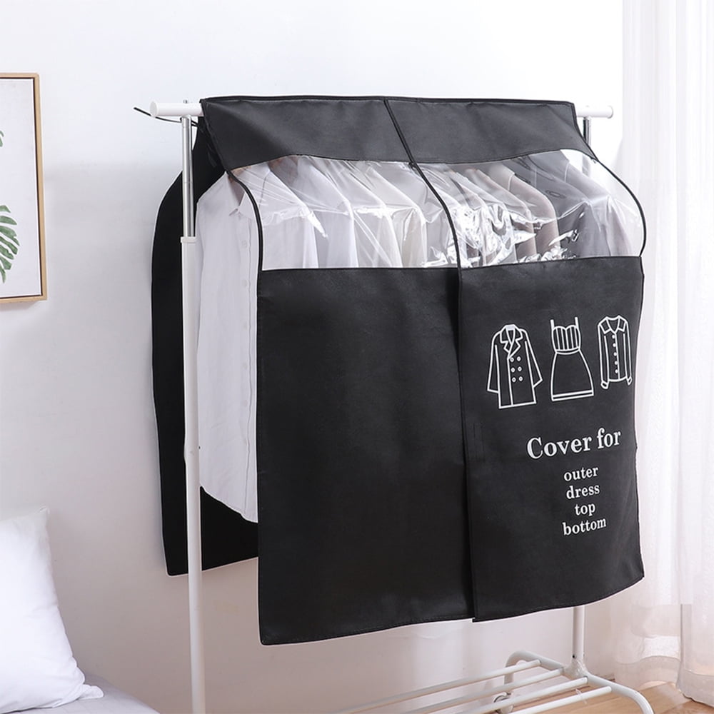 Dustproof Clothes Rack Cover Expandable Hanging Closet Cover Shoulder Dust Cover Clothes Protector for Coats Suits Dresses Black - Image 3