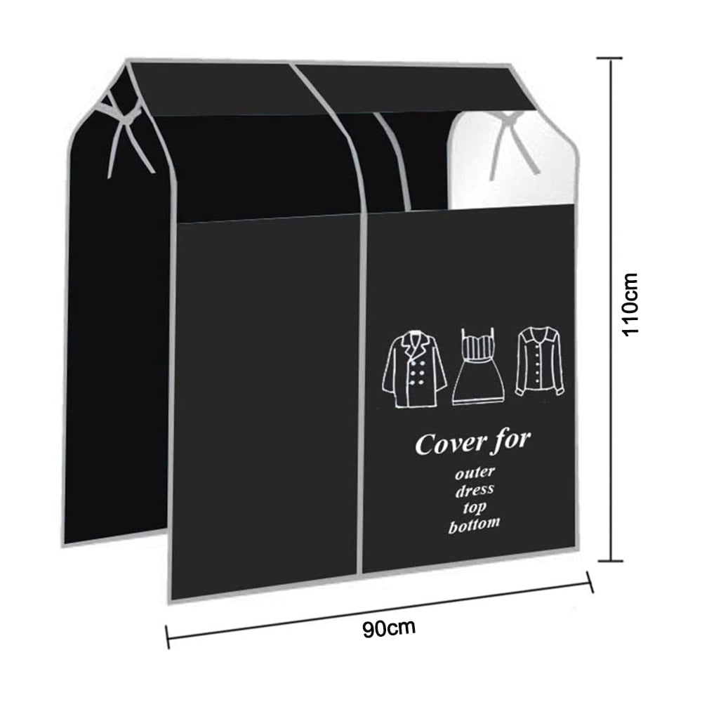 Dustproof Clothes Rack Cover Expandable Hanging Closet Cover Shoulder Dust Cover Clothes Protector for Coats Suits Dresses Black - Image 5