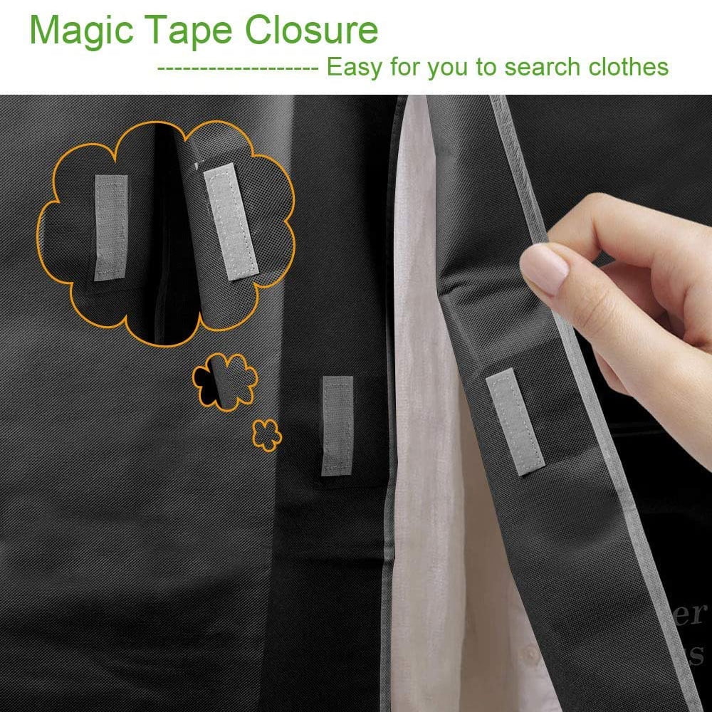 Dustproof Clothes Rack Cover Expandable Hanging Closet Cover Shoulder Dust Cover Clothes Protector for Coats Suits Dresses Black - Image 6