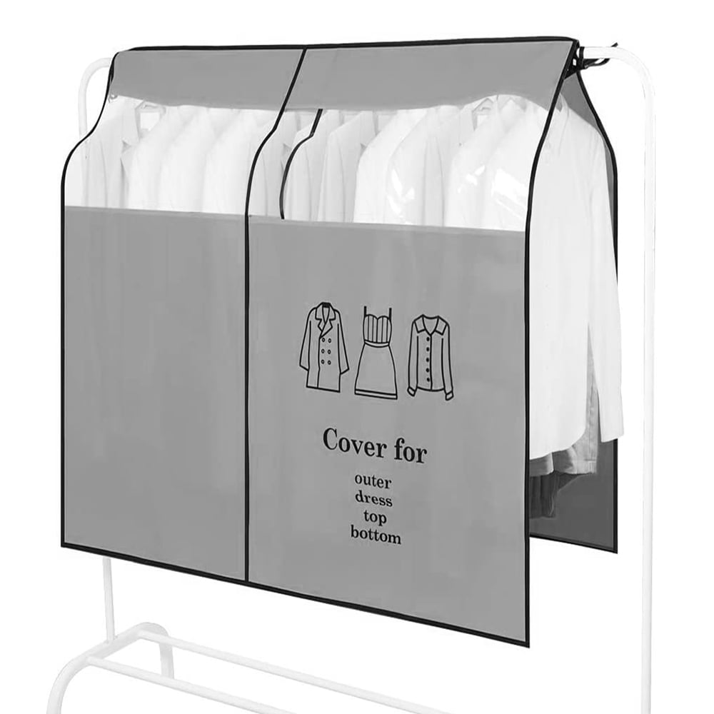 Dustproof Clothes Rack Cover Expandable Hanging Closet Cover Shoulder Dust Cover Clothes Protector for Coats Suits Dresses Grey - Image 1