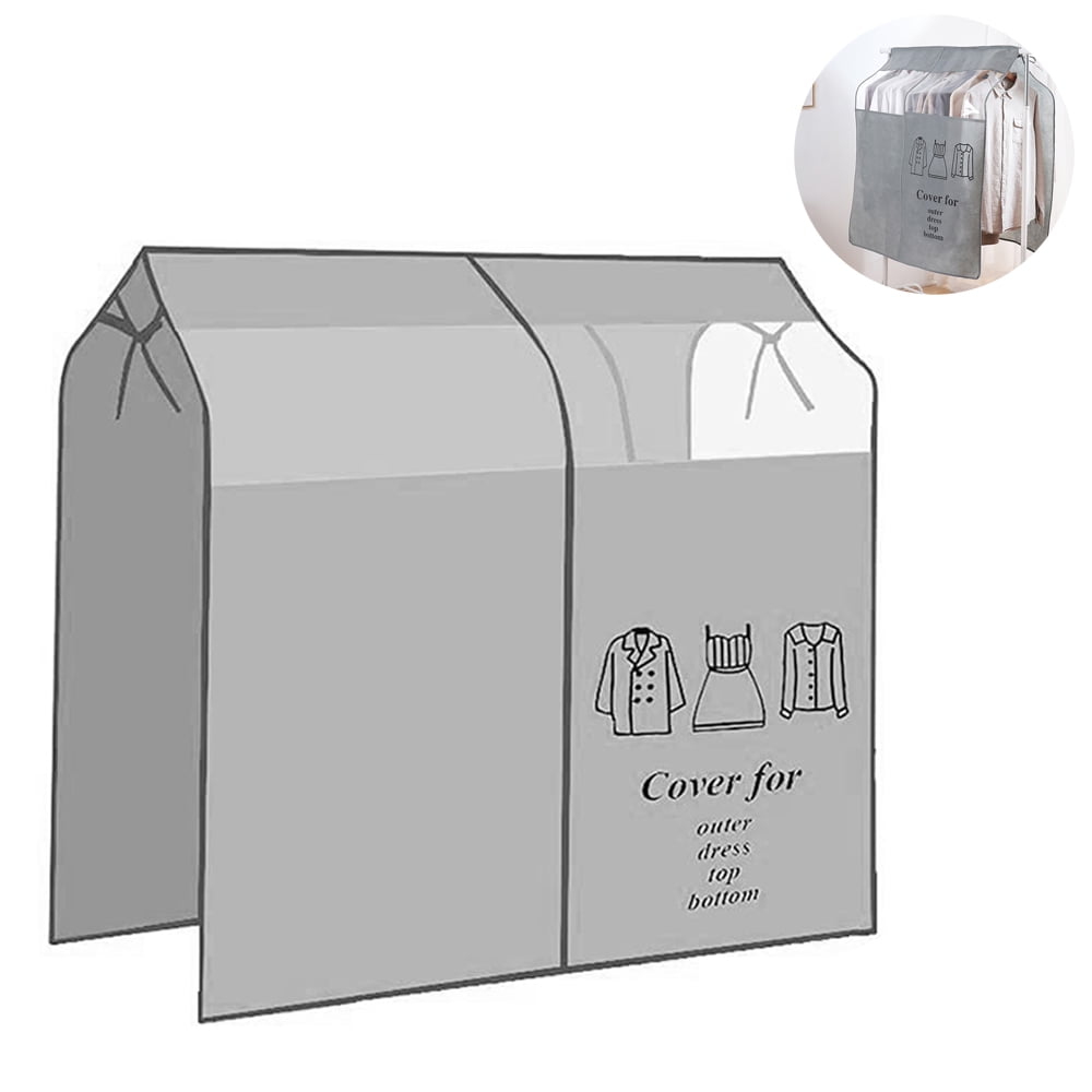 Dustproof Clothes Rack Cover Expandable Hanging Closet Cover Shoulder Dust Cover Clothes Protector for Coats Suits Dresses Grey - Image 2