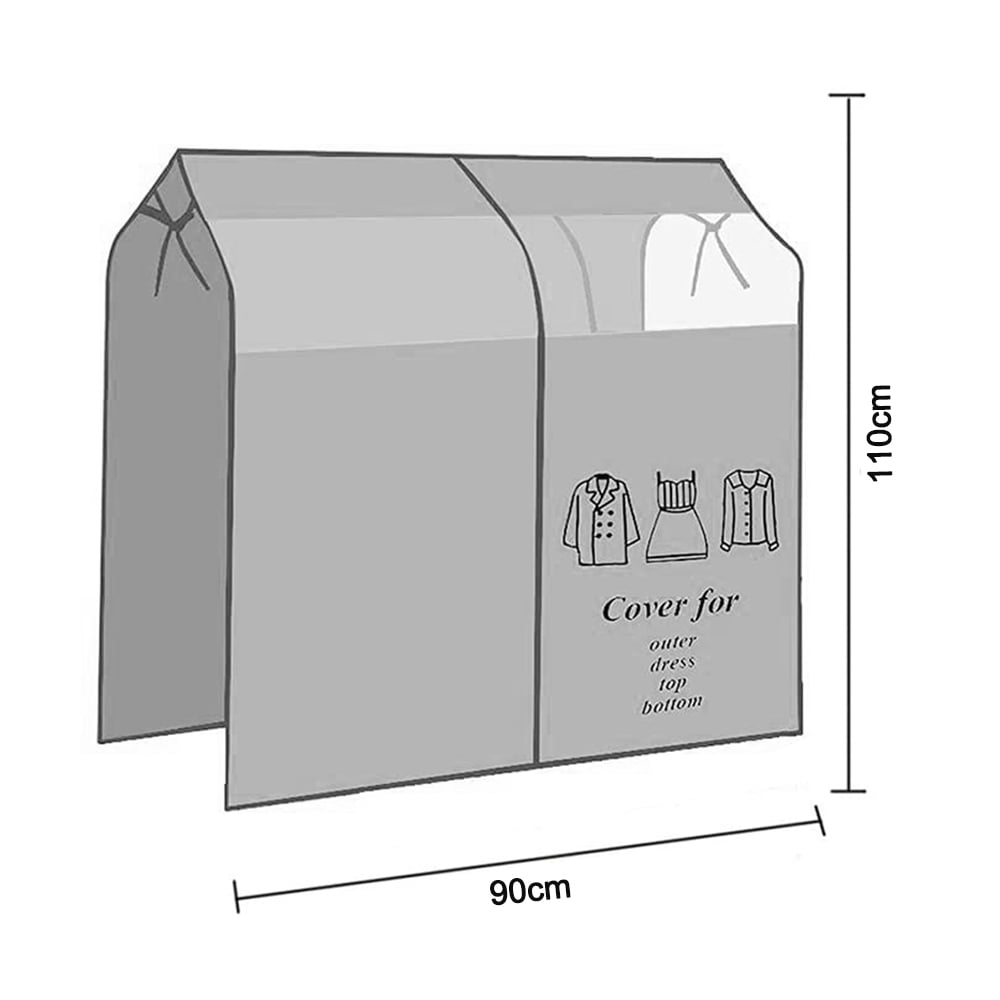 Dustproof Clothes Rack Cover Expandable Hanging Closet Cover Shoulder Dust Cover Clothes Protector for Coats Suits Dresses Grey - Image 5