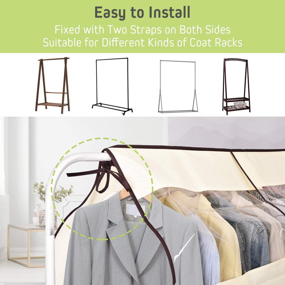 Dustproof Clothes Rack Cover Expandable Hanging Closet Cover Shoulder Dust Cover Clothes Protector for Coats Suits Dresses Grey - Image 8