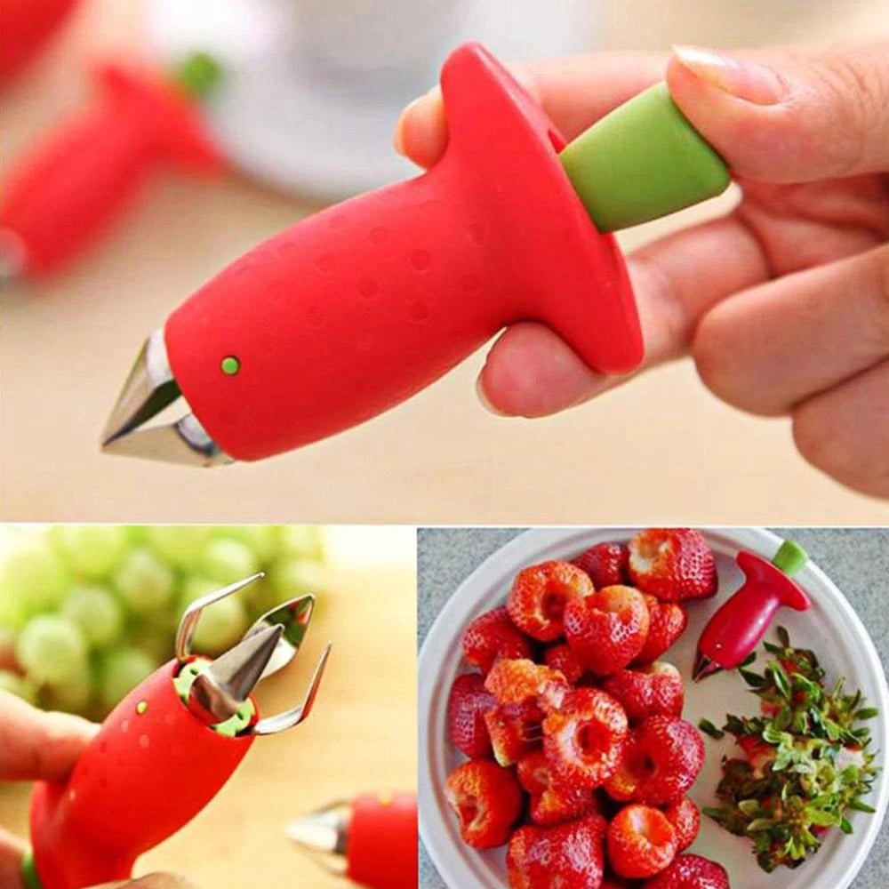 PEACNNG 2pcs Set Kitchen Fruit Gadget Tools Strawberry Slicer Cutter Strawberry Corer Strawberry Huller Leaf Stem Remover - Image 3