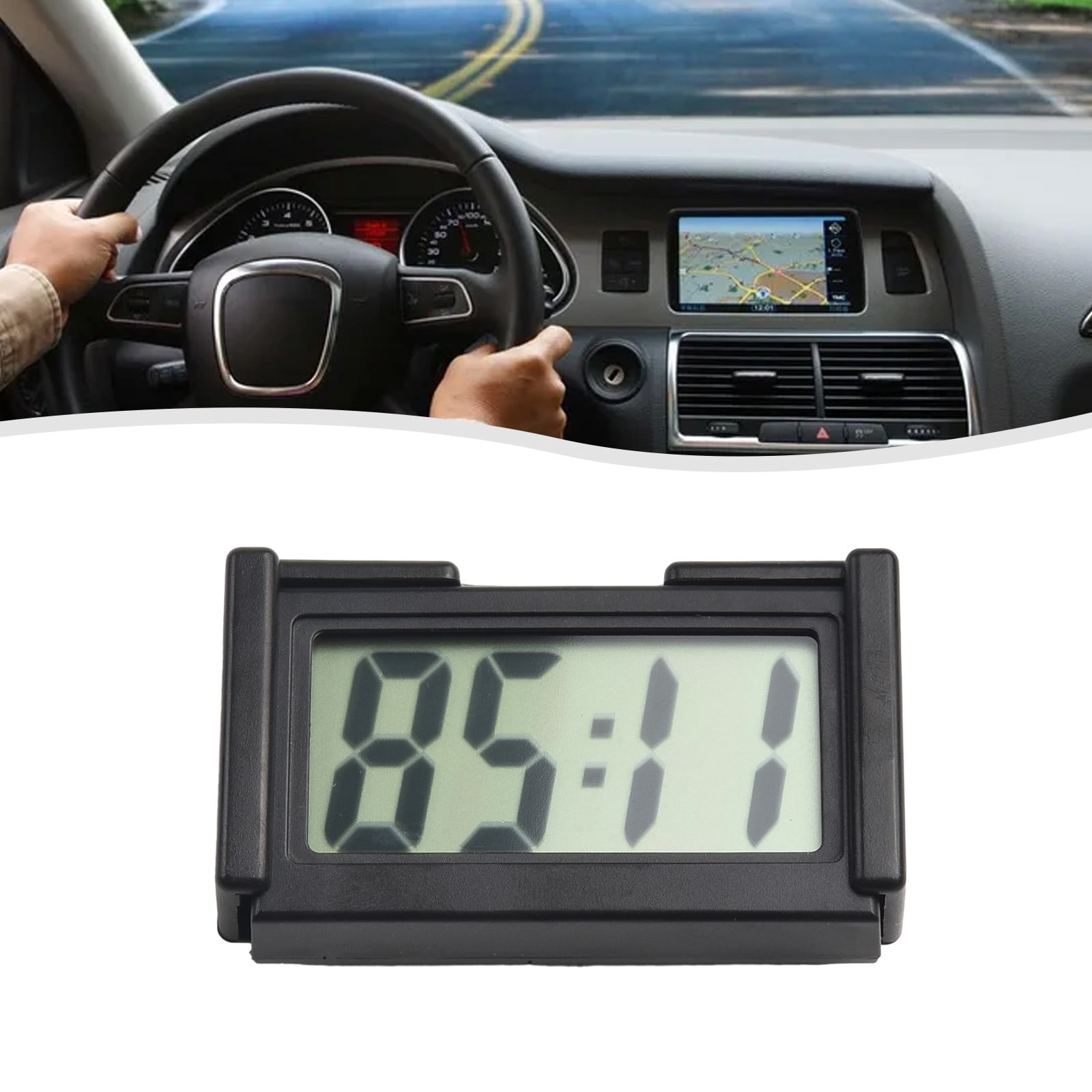 Car Dashboard Digital Clock - Vehicle Adhesive Clock with LCD Display Time - Image 2