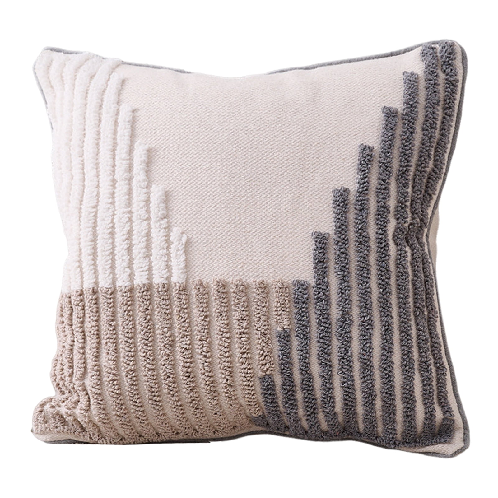 Walbest Boho Throw Pillow with Braided Rope Pattern And Tassels Soft Cotton Linen Textured Cushion for Sofa Bed Office 45x45cm B - Image 2
