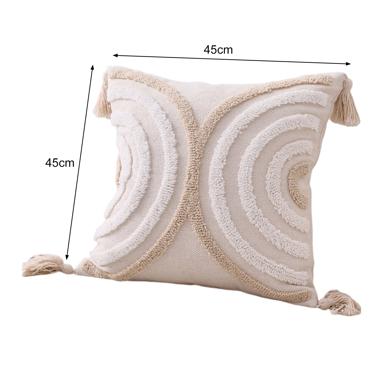 Walbest Boho Throw Pillow with Braided Rope Pattern And Tassels Soft Cotton Linen Textured Cushion for Sofa Bed Office 45x45cm C - Image 6
