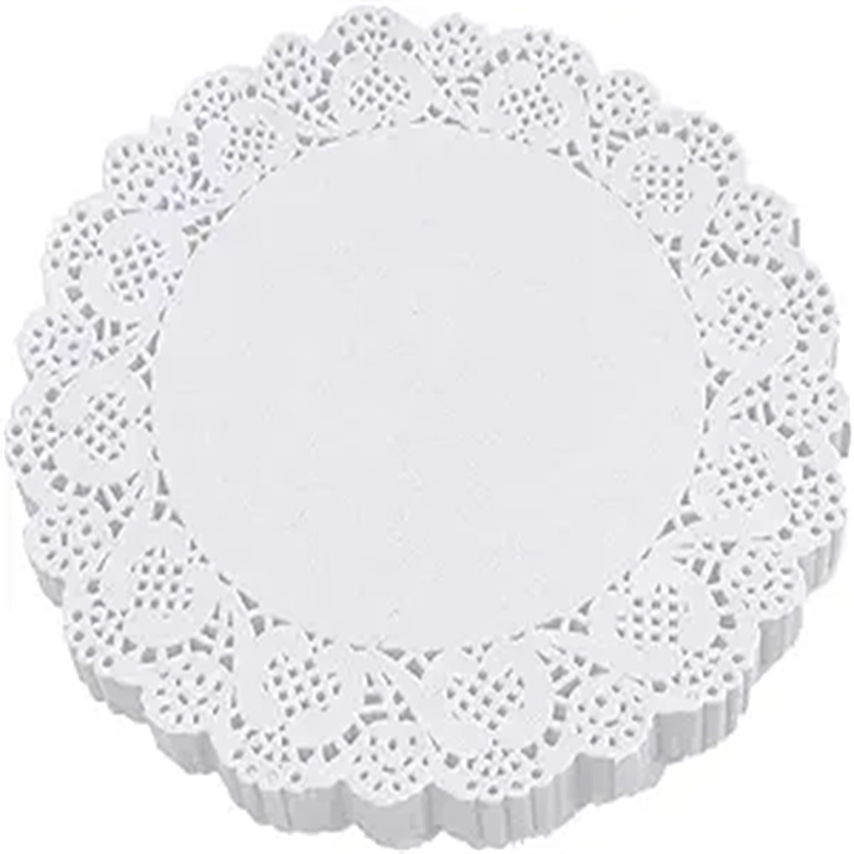 Lace Paper Placement, 12 inch Round White Paper Placement, Disposable Paper Placemats, for Wedding, Birthday, Cakes, Desserts, Tableware Food Decoration, Pack of 100 - Image 1
