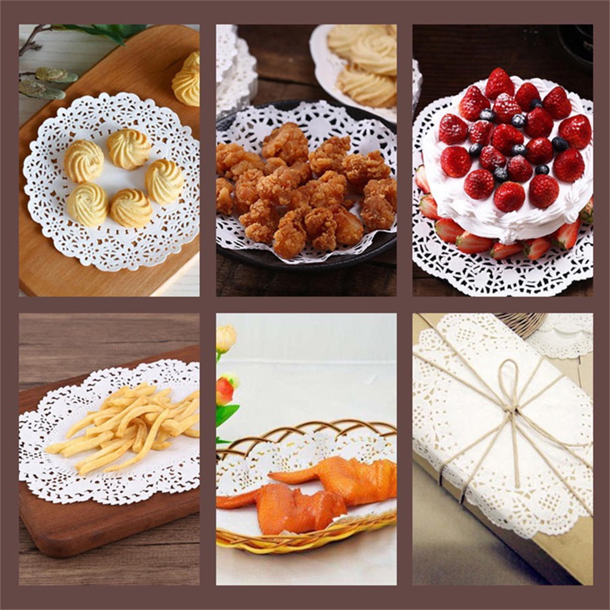 Lace Paper Placement, 12 inch Round White Paper Placement, Disposable Paper Placemats, for Wedding, Birthday, Cakes, Desserts, Tableware Food Decoration, Pack of 100 - Image 2