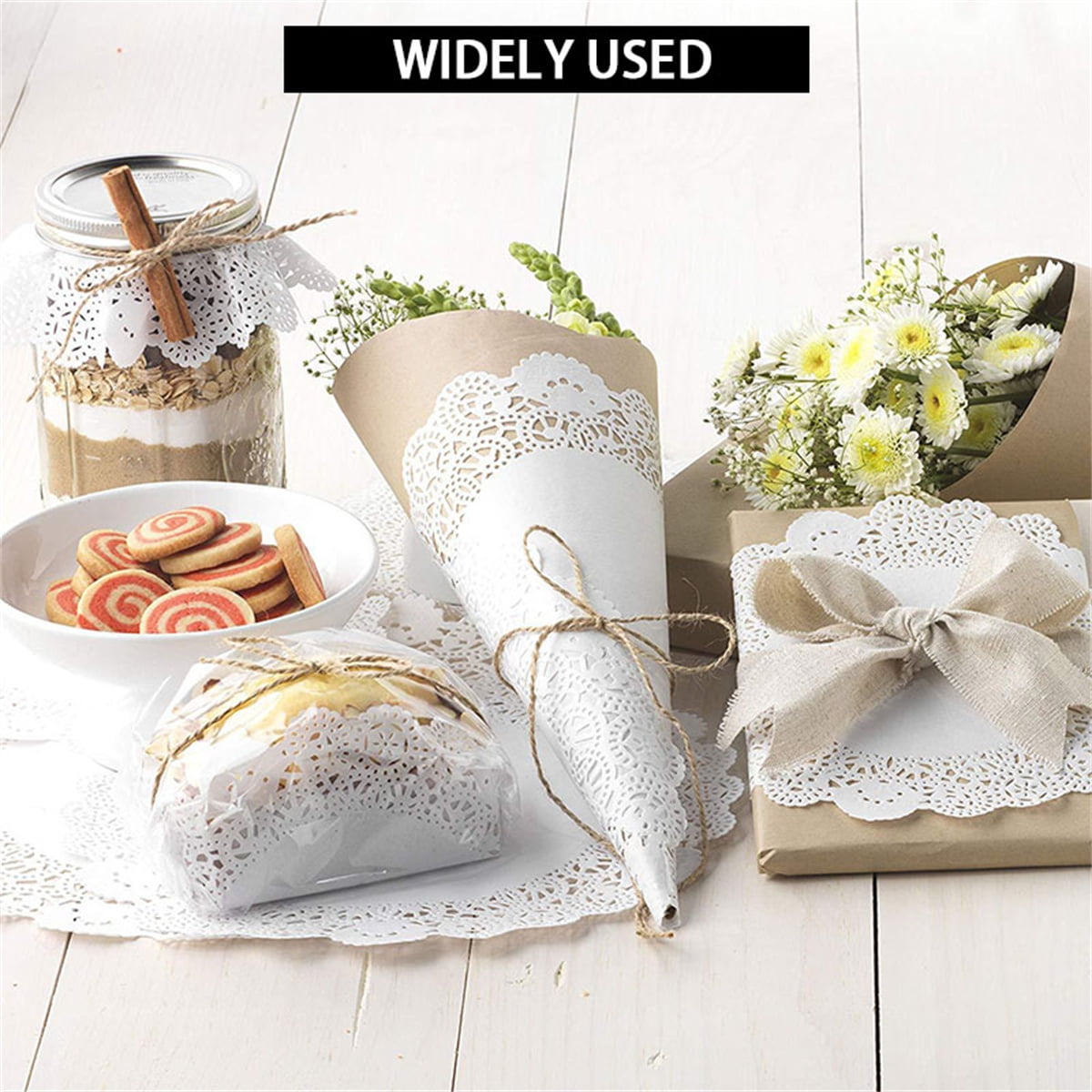 Lace Paper Placement, 12 inch Round White Paper Placement, Disposable Paper Placemats, for Wedding, Birthday, Cakes, Desserts, Tableware Food Decoration, Pack of 100 - Image 5