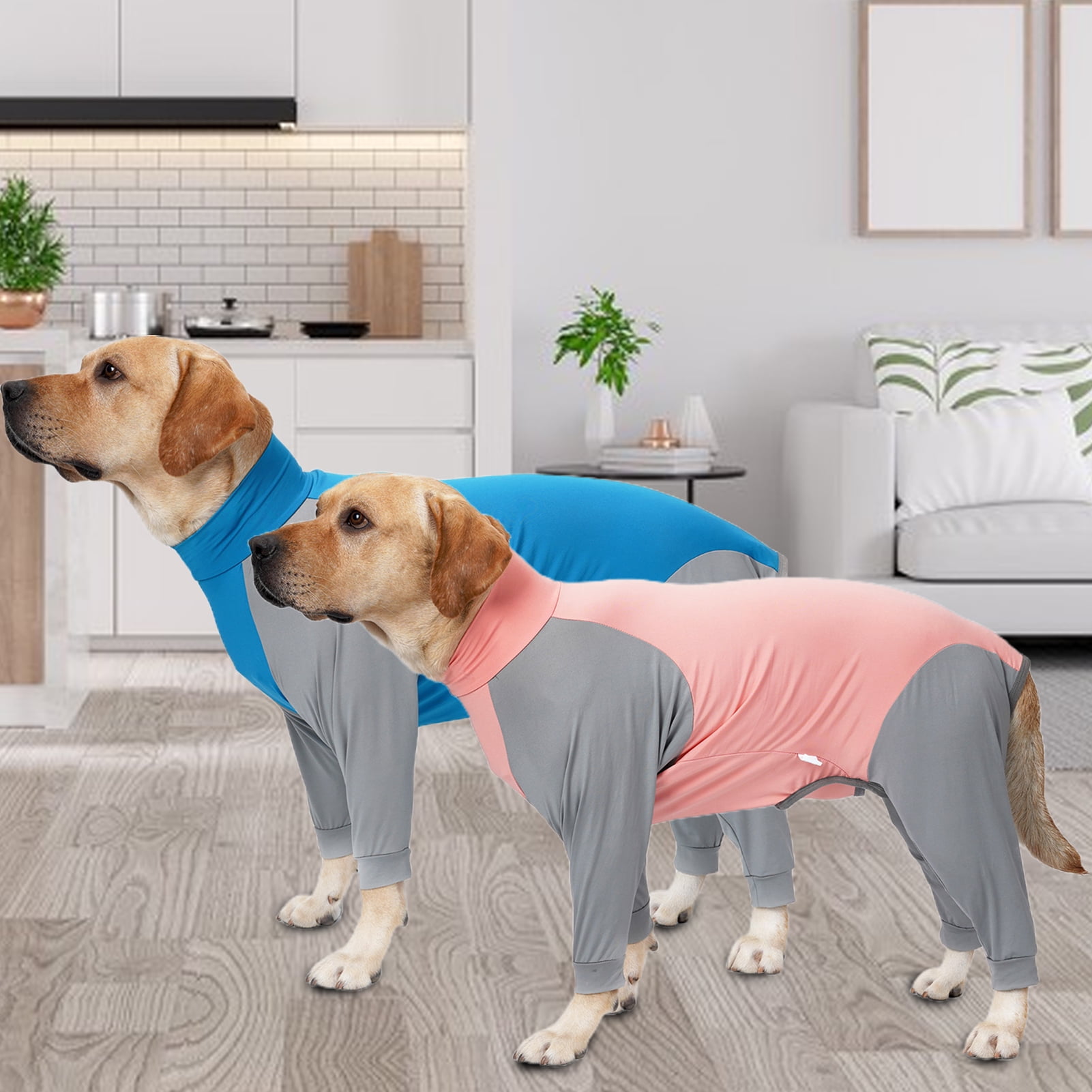 Vnanda Dog Onesie Surgery Recovery Suit for Large Medium Bodysuit Dogs Pajamas PJS Full Body for Shedding, Prevent Licking, Wound Protection L Blue - Image 3