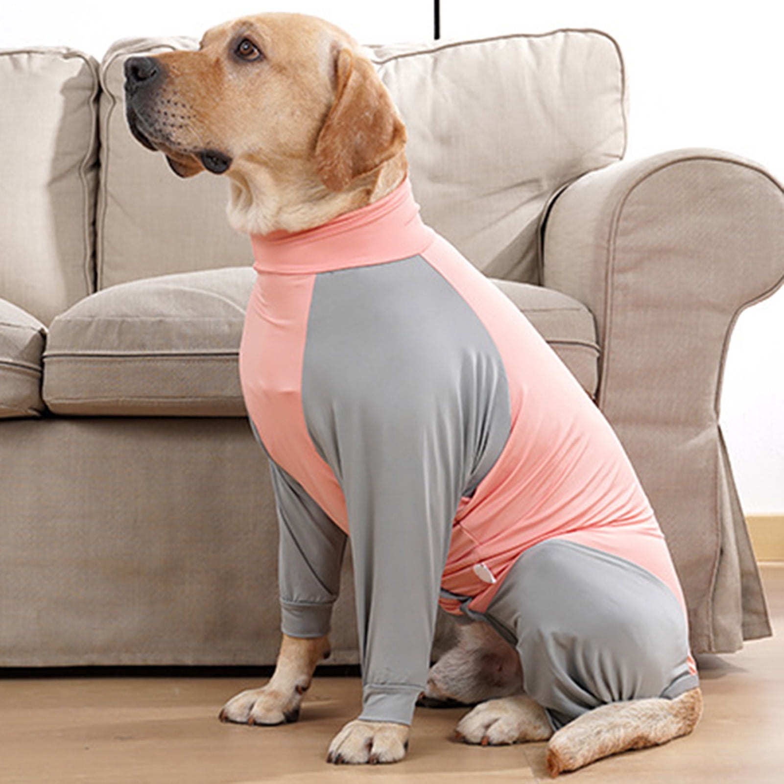 Vnanda Dog Onesie Surgery Recovery Suit for Large Medium Bodysuit Dogs Pajamas PJS Full Body for Shedding, Prevent Licking, Wound Protection M Pink - Image 1