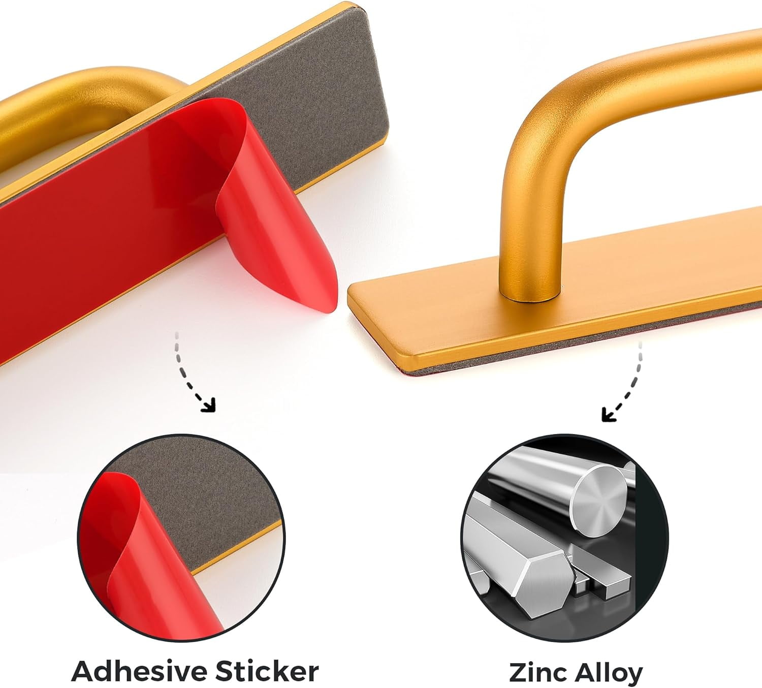 2 Pack Adhesive Handles Self Stick Instant Cabinet Handles 5.83