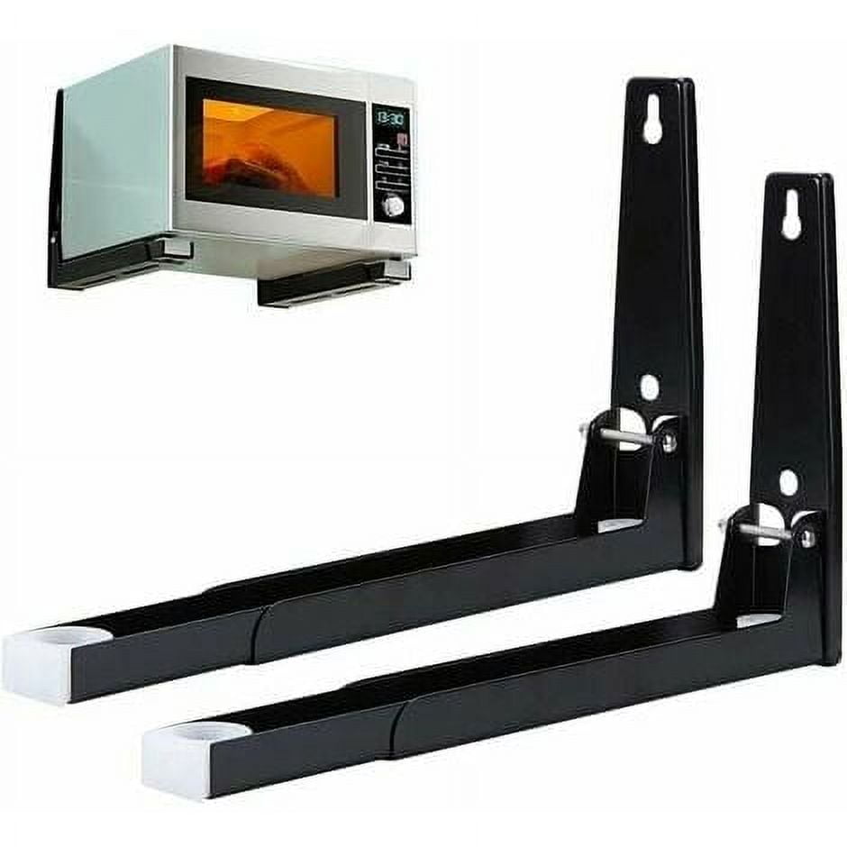 Microwave Stand with Arm, Steel Microwave Stand, Wall Mounted Microwave Stand, Wall Mount Shelf for Microwave (2 Pieces) - Image 1
