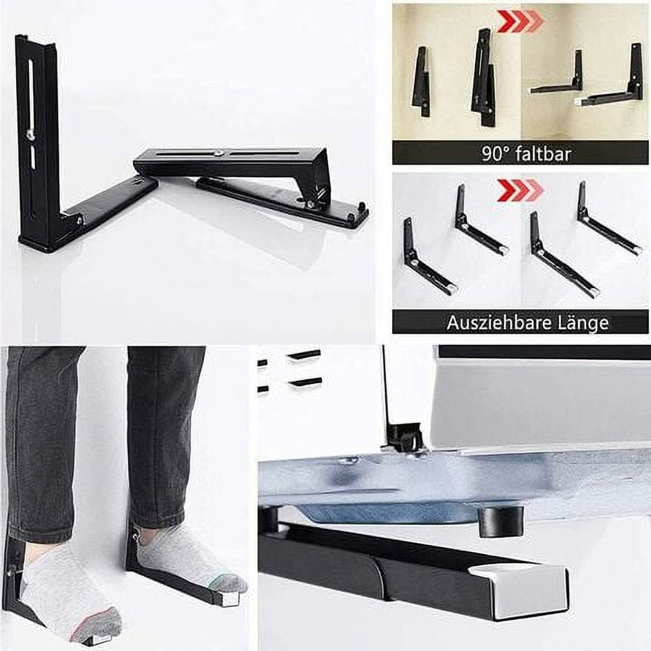 Microwave Stand with Arm, Steel Microwave Stand, Wall Mounted Microwave Stand, Wall Mount Shelf for Microwave (2 Pieces) - Image 5