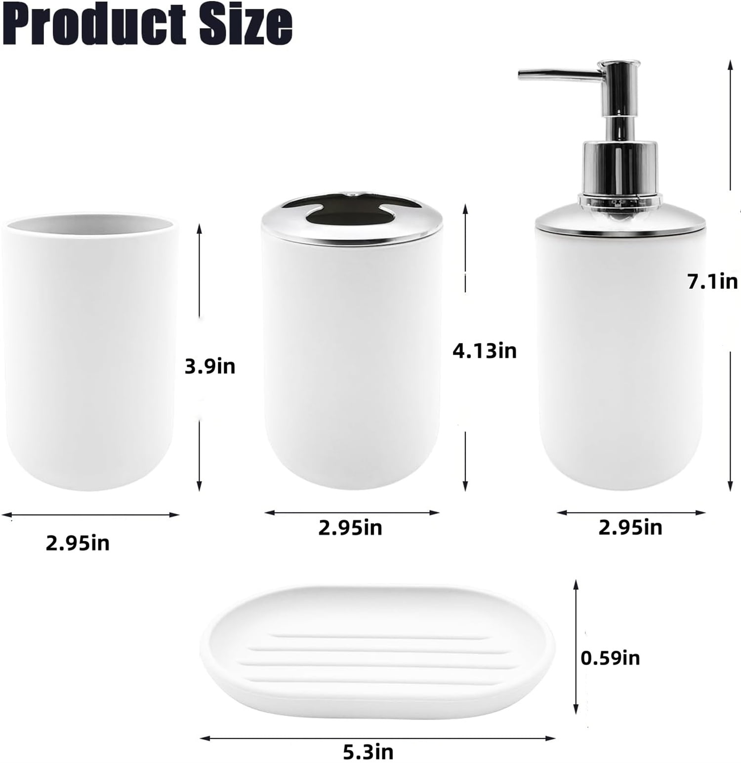 Set 4 Pcs Green Bathroom Accessories,Cute Bathroom Decor,Plastic Soap Dispenser and Toothbrush Holder Set,Soap Dish and Mouthwash Cup White - Image 4