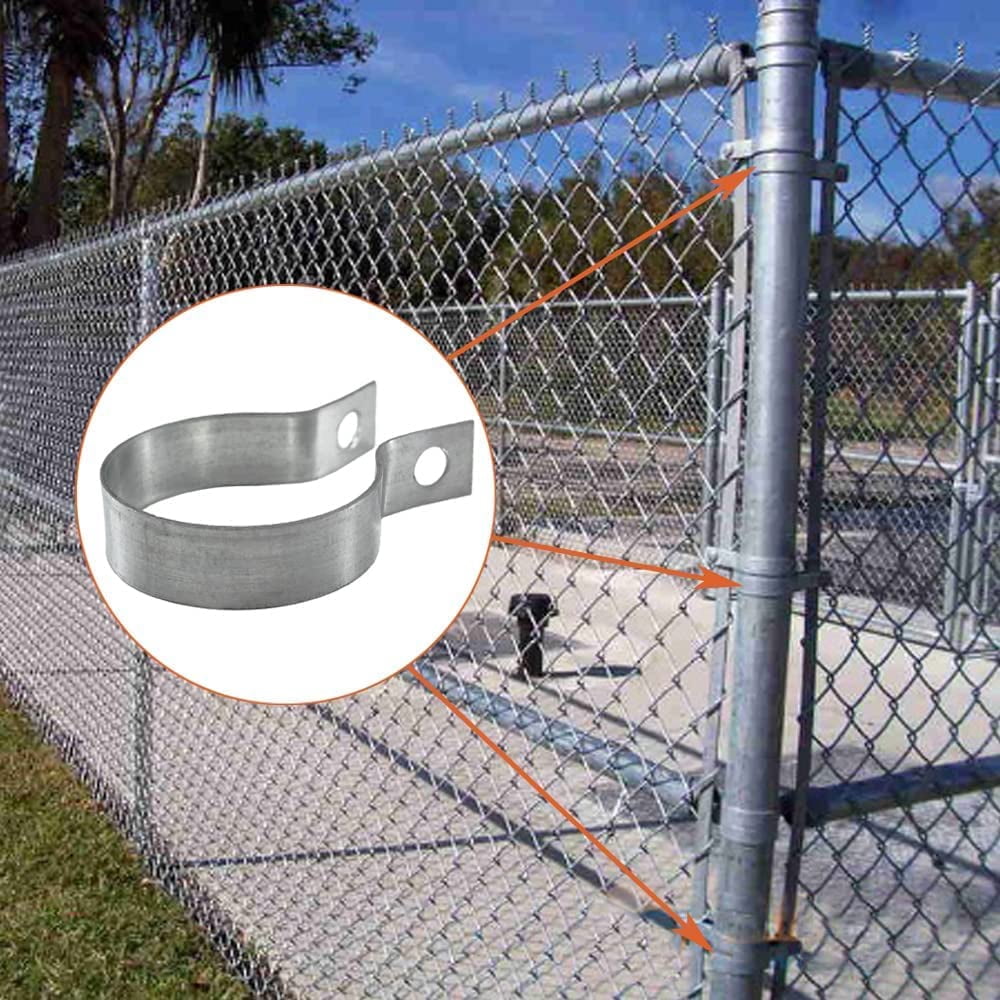 16 Pcs Brace Bands Chain Link Fence, Galvanized Steel Chain Link Brace Band Use for 1-7/8