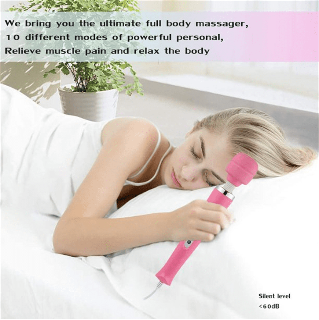 Tutuviw 10 Speeds Wired Powerful Handheld Electric Back Massager with Strong Vibrations, Personal Therapy Massager for Muscle Aches, Sports Recovery, Body Pain (Black) Pink - Image 2