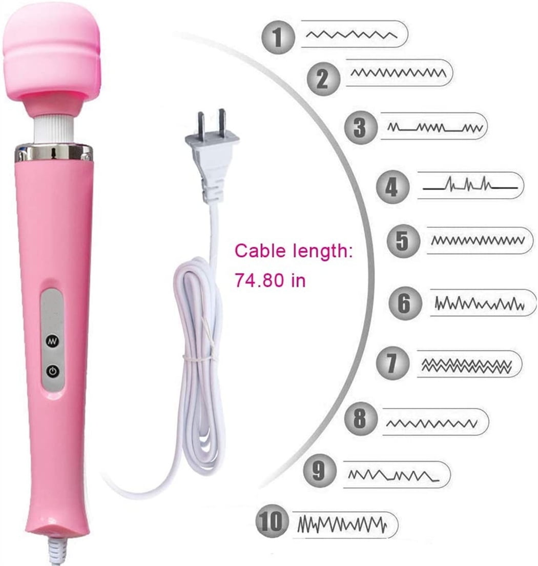 Tutuviw 10 Speeds Wired Powerful Handheld Electric Back Massager with Strong Vibrations, Personal Therapy Massager for Muscle Aches, Sports Recovery, Body Pain (Black) Pink - Image 3